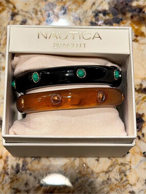Nautica NWT Black & Brown Bracelet Matching Set